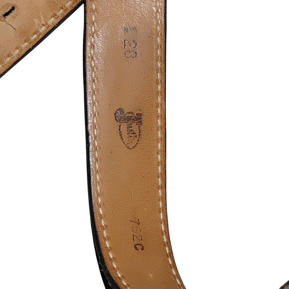 Vintage Justin Belt Western Leather Brown Deer Antler Buckle Size 28 Fur Inlay - Picture 3 of 11